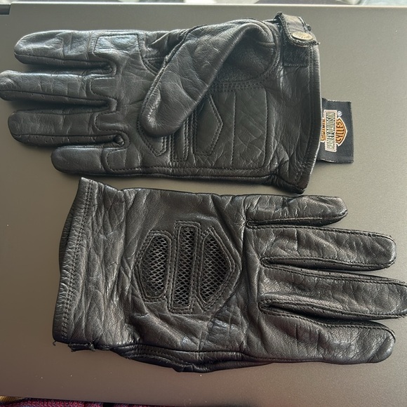 Harley Davidson leather gloves size XS palm fill silicone gel Velcro adjustable - Picture 13 of 13